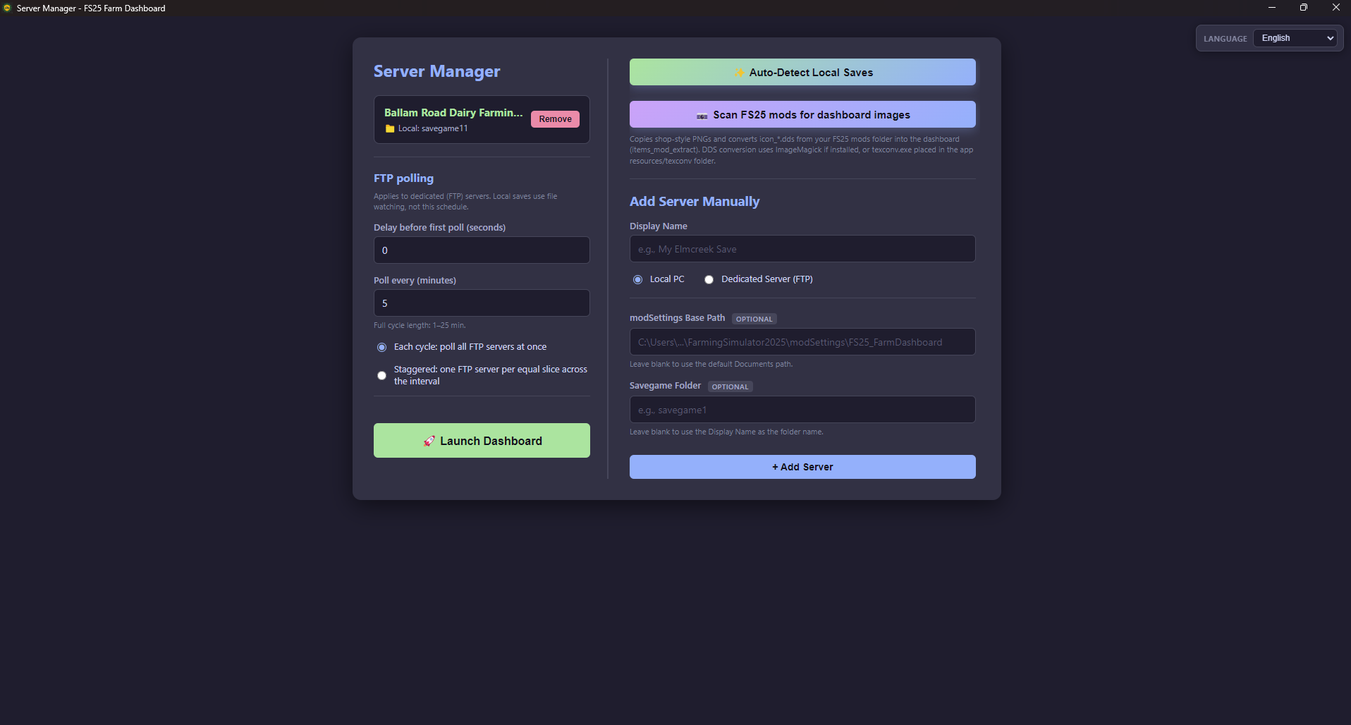 Add local save in Server Manager