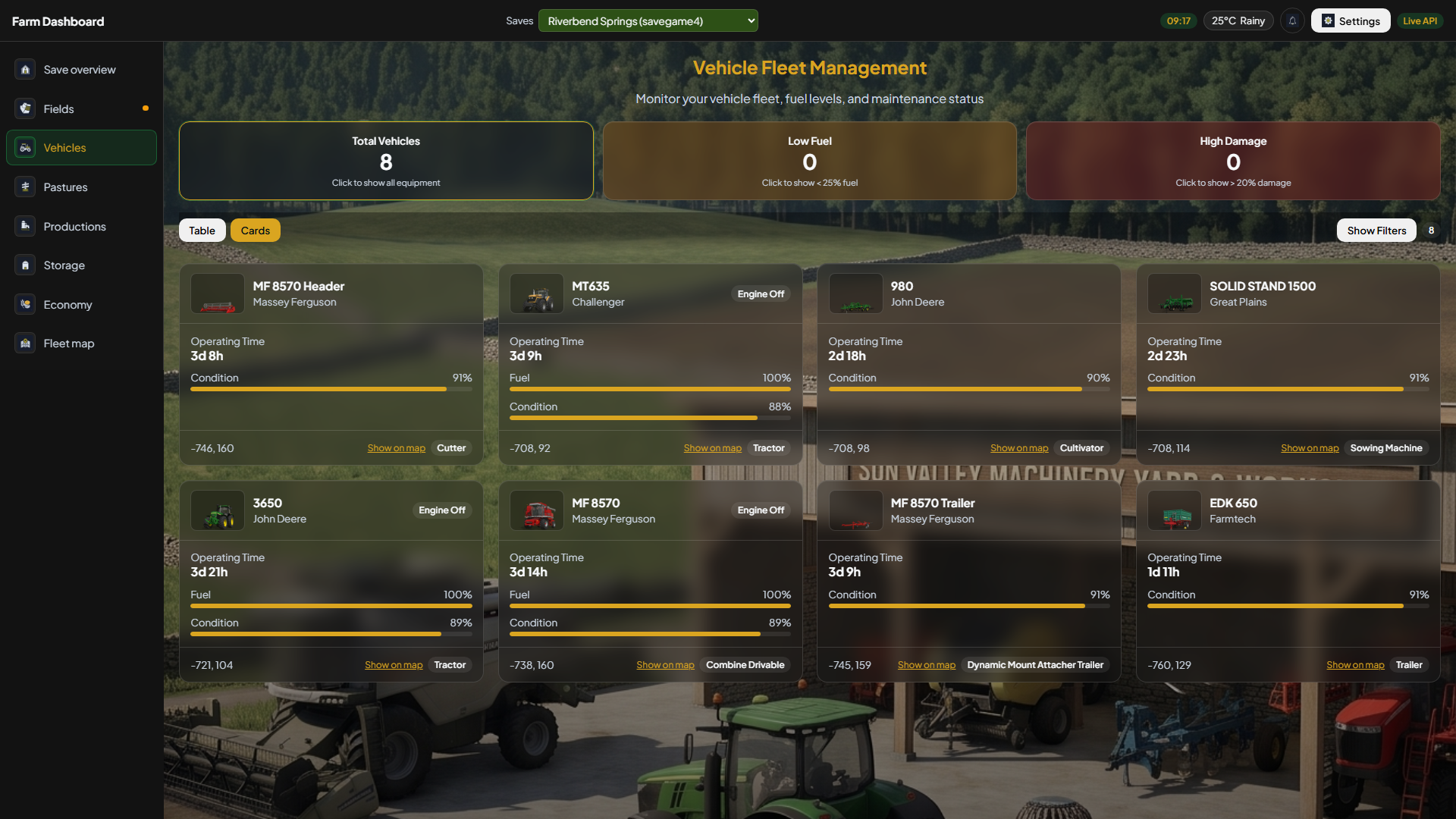 Vanilla Vehicles screen