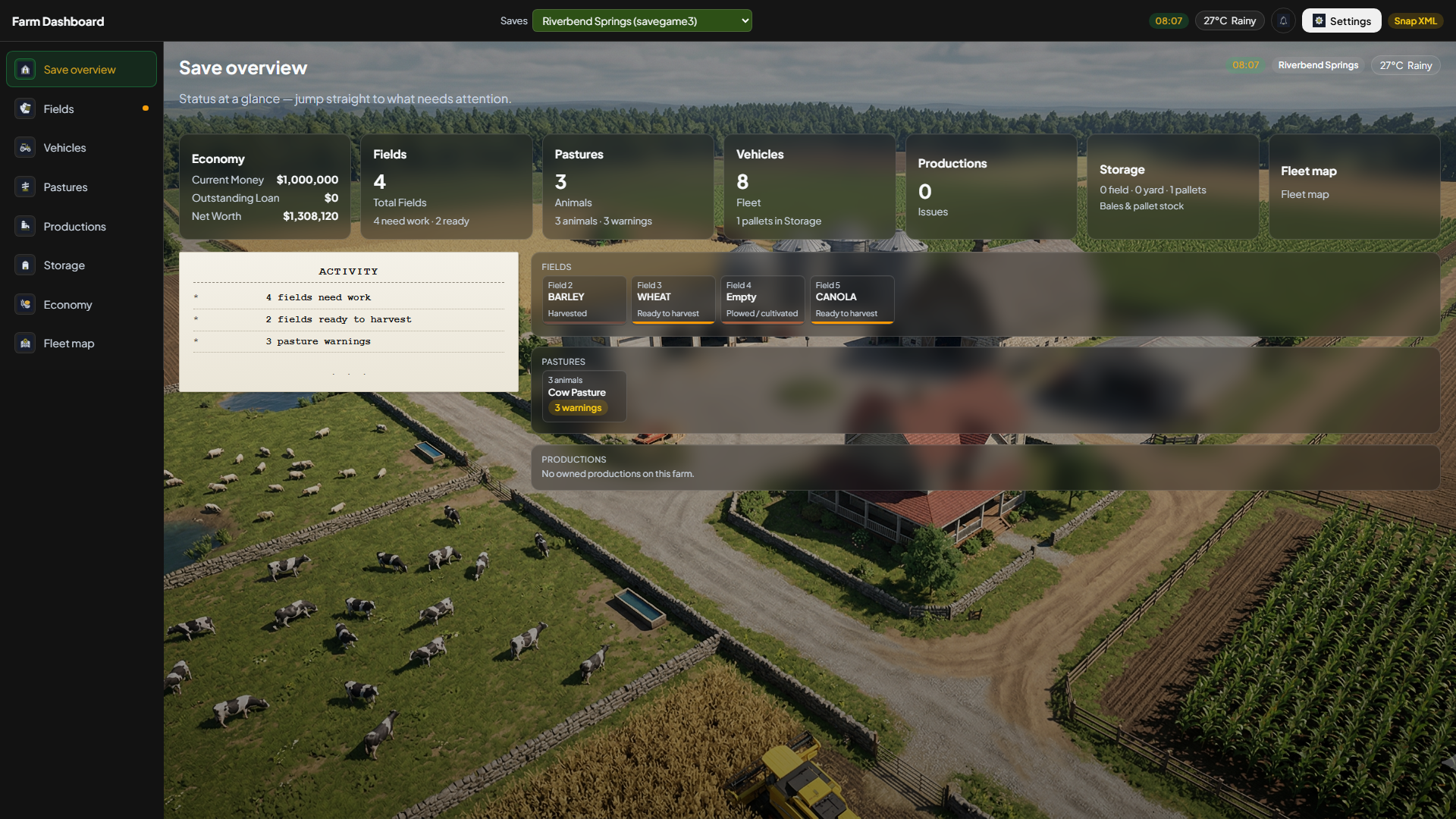 Save overview with Precision Farming save